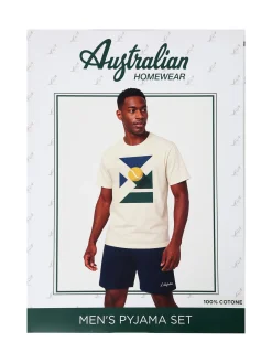 Australian Pigiama corto da uomo in cotone - bianco