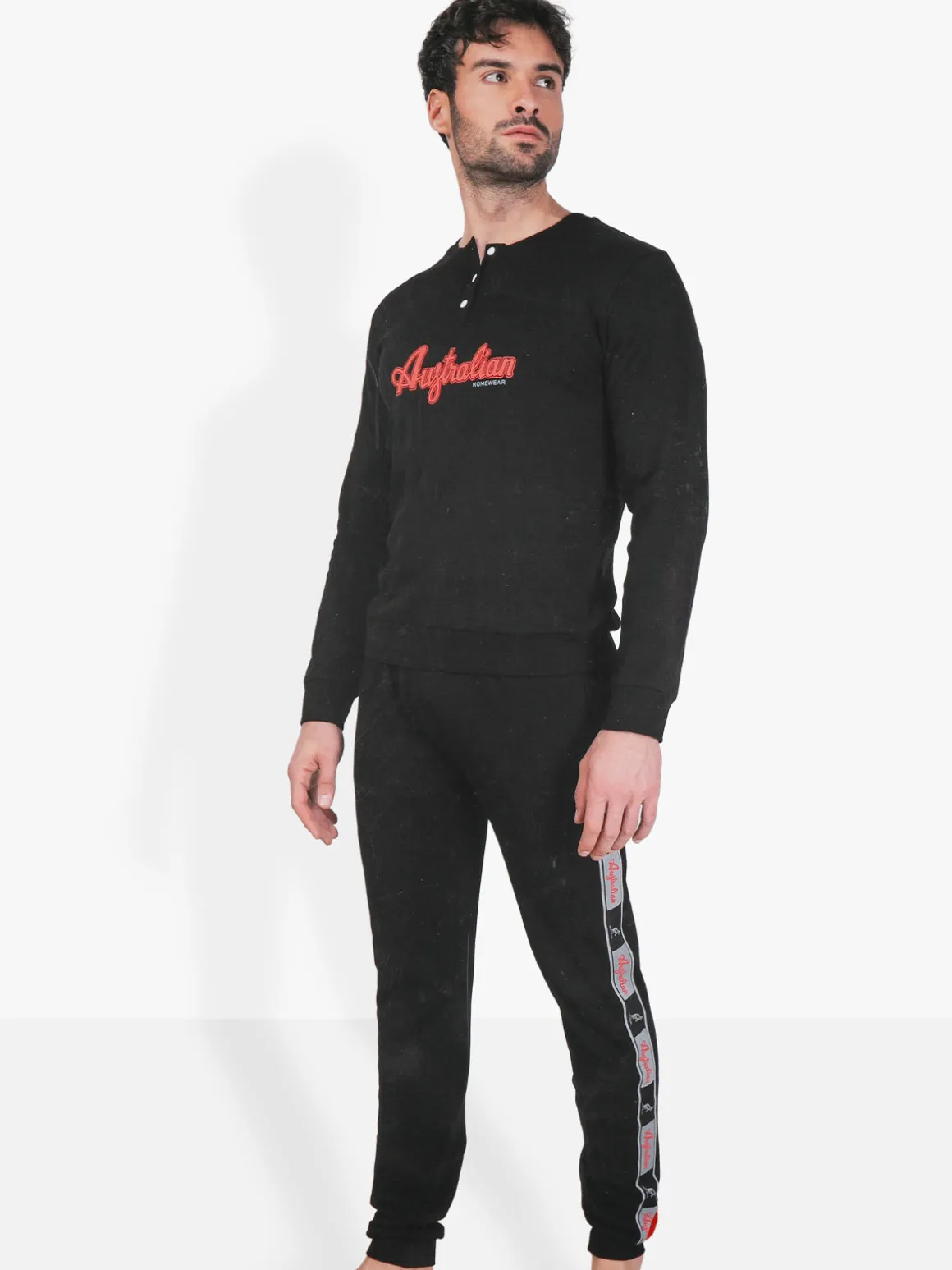 Australian Pigiama da uomo in cotone interlock tinta unita