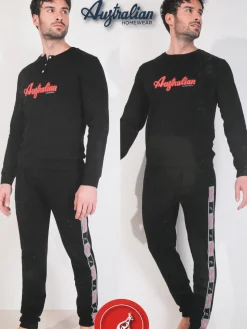 Australian Pigiama da uomo in cotone interlock tinta unita