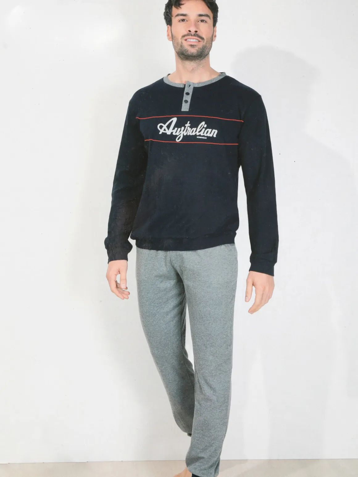 Australian Pigiama da uomo in cotone interlock bicolore