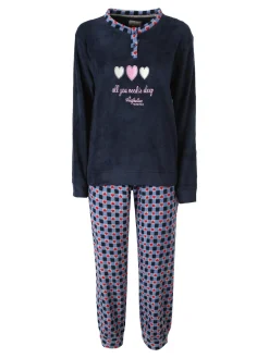 Australian Pigiama donna invernale in pile - blu scuro