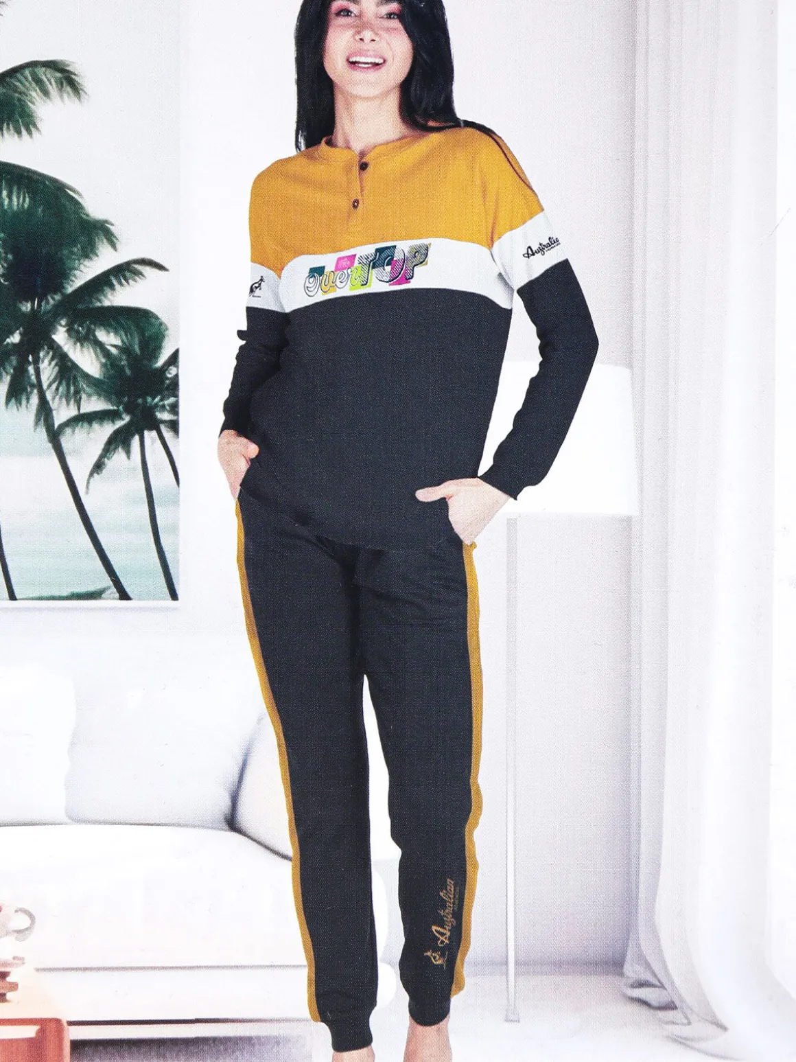 Australian Pigiama lungo da donna in misto cotone