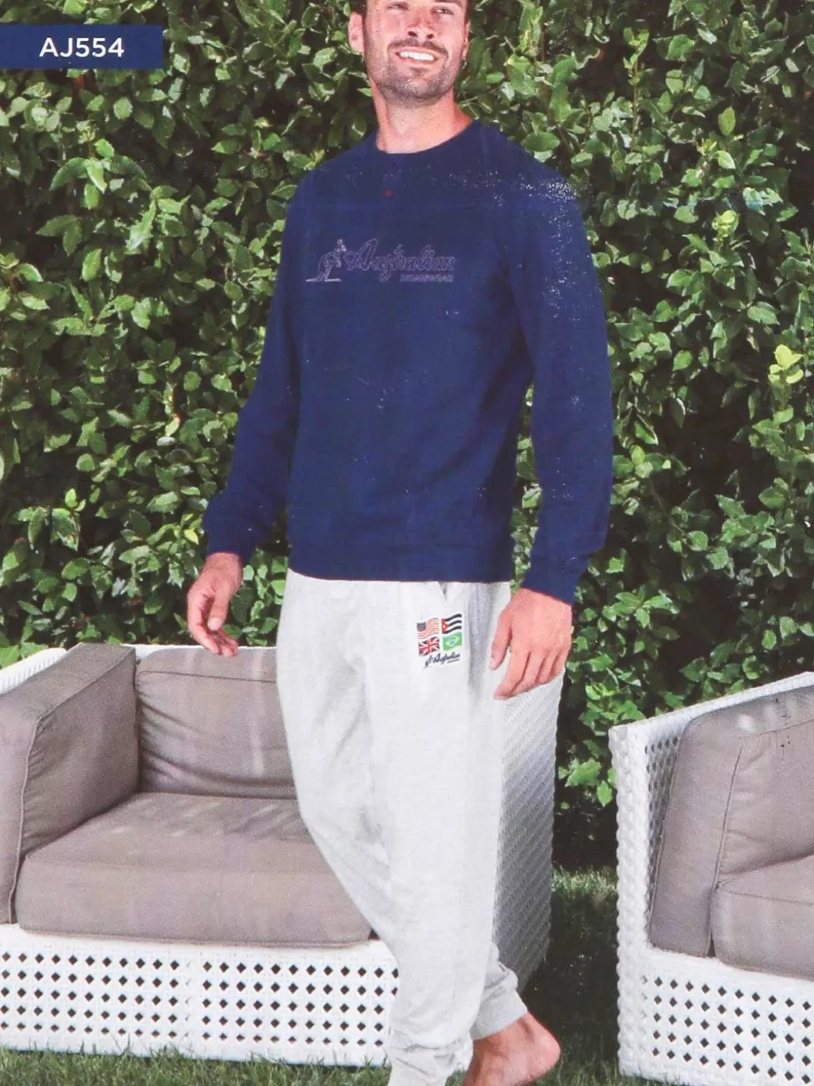 Australian Pigiama lungo uomo con scritta