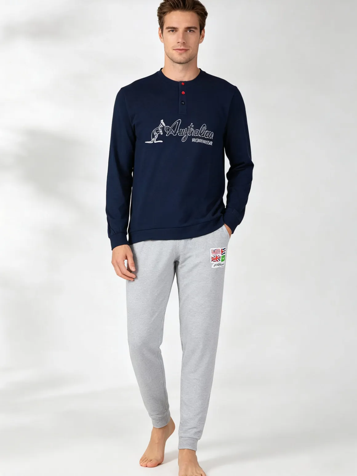 Australian Pigiama lungo uomo con scritta