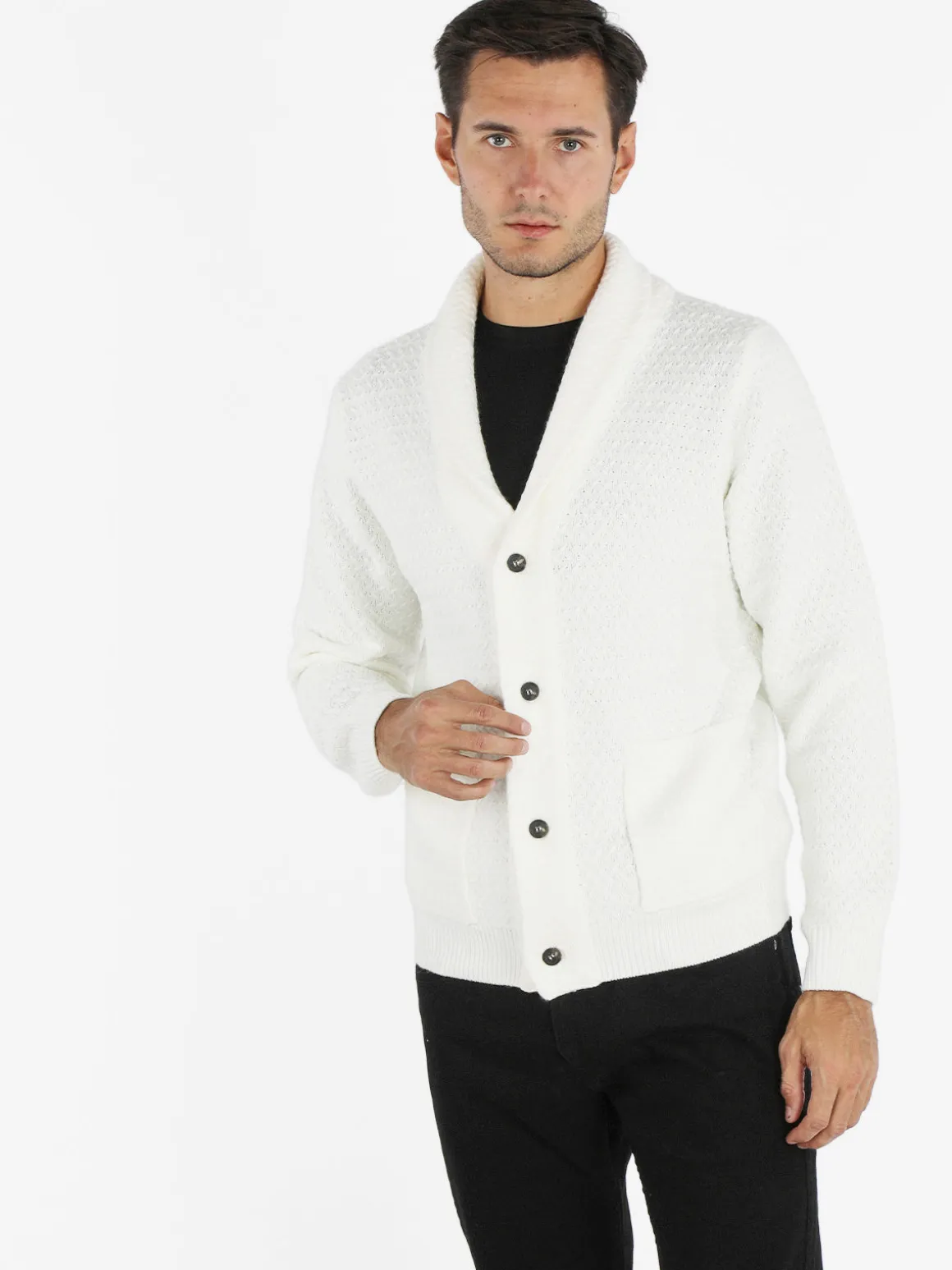 Baci & Abbracci Cardigan uomo in maglia a trecce