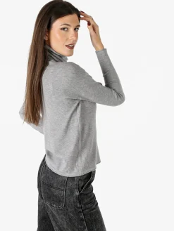 Baci & Abbracci Maglia dolcevita da donna tinta unita - grigio