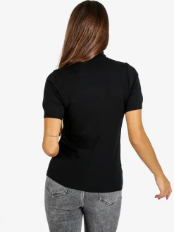 Baci & Abbracci Maglia dolcevita donna a maniche corte - nero