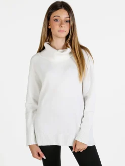 Baci & Abbracci Maglia dolcevita donna in tinta unita - bianco