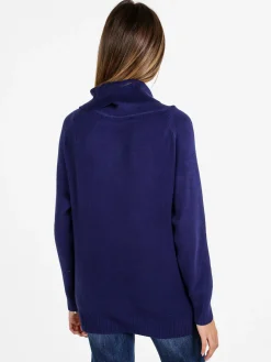 Baci & Abbracci Maglia dolcevita donna in tinta unita - bluette