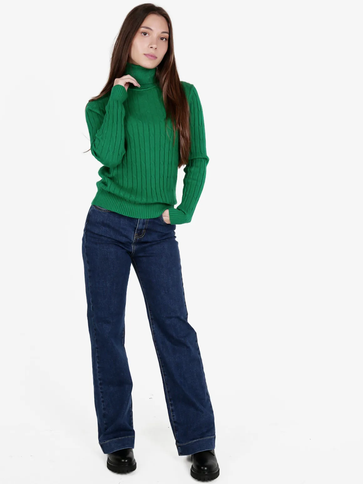 Baci & Abbracci Maglione dolcevita da donna a trecce