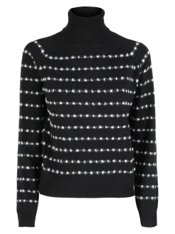 Baci & Abbracci Maglione dolcevita da donna con dettagli pelosi - nero