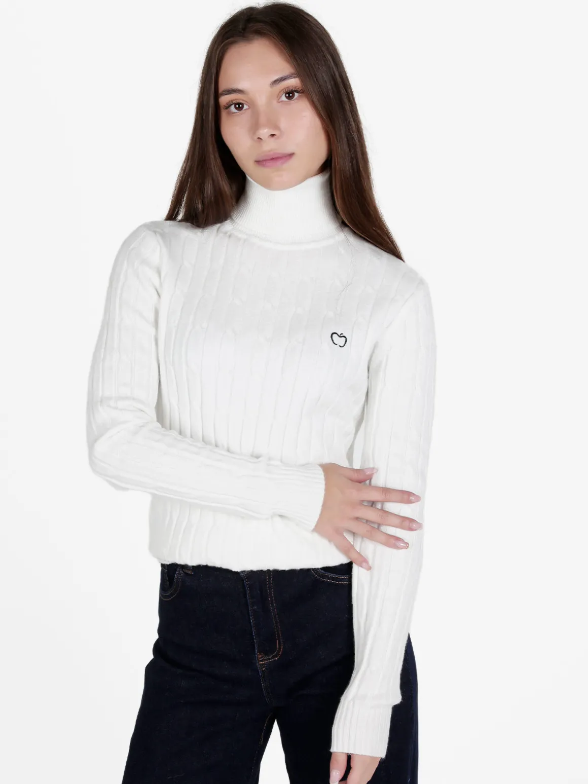 Baci & Abbracci Maglione dolcevita da donna a trecce