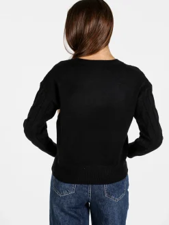 Baci & Abbracci Maglione donna a trecce - nero