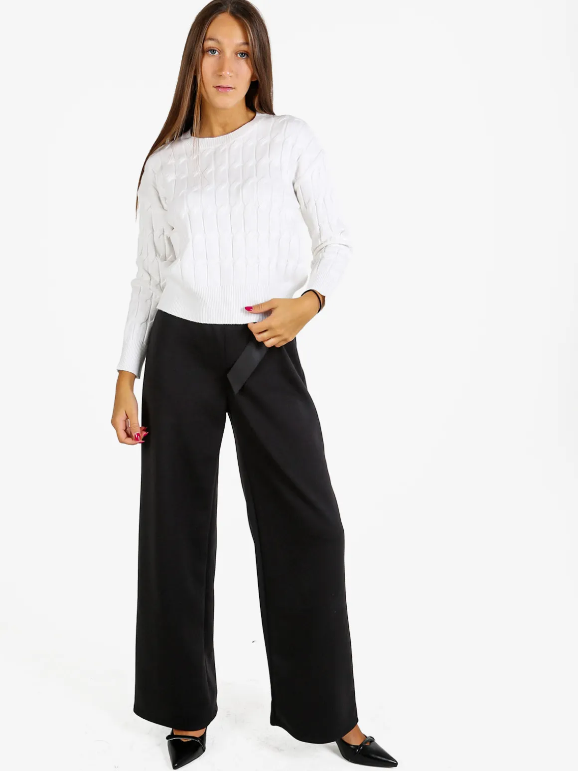 Baci & Abbracci Maglione donna a trecce - bianco