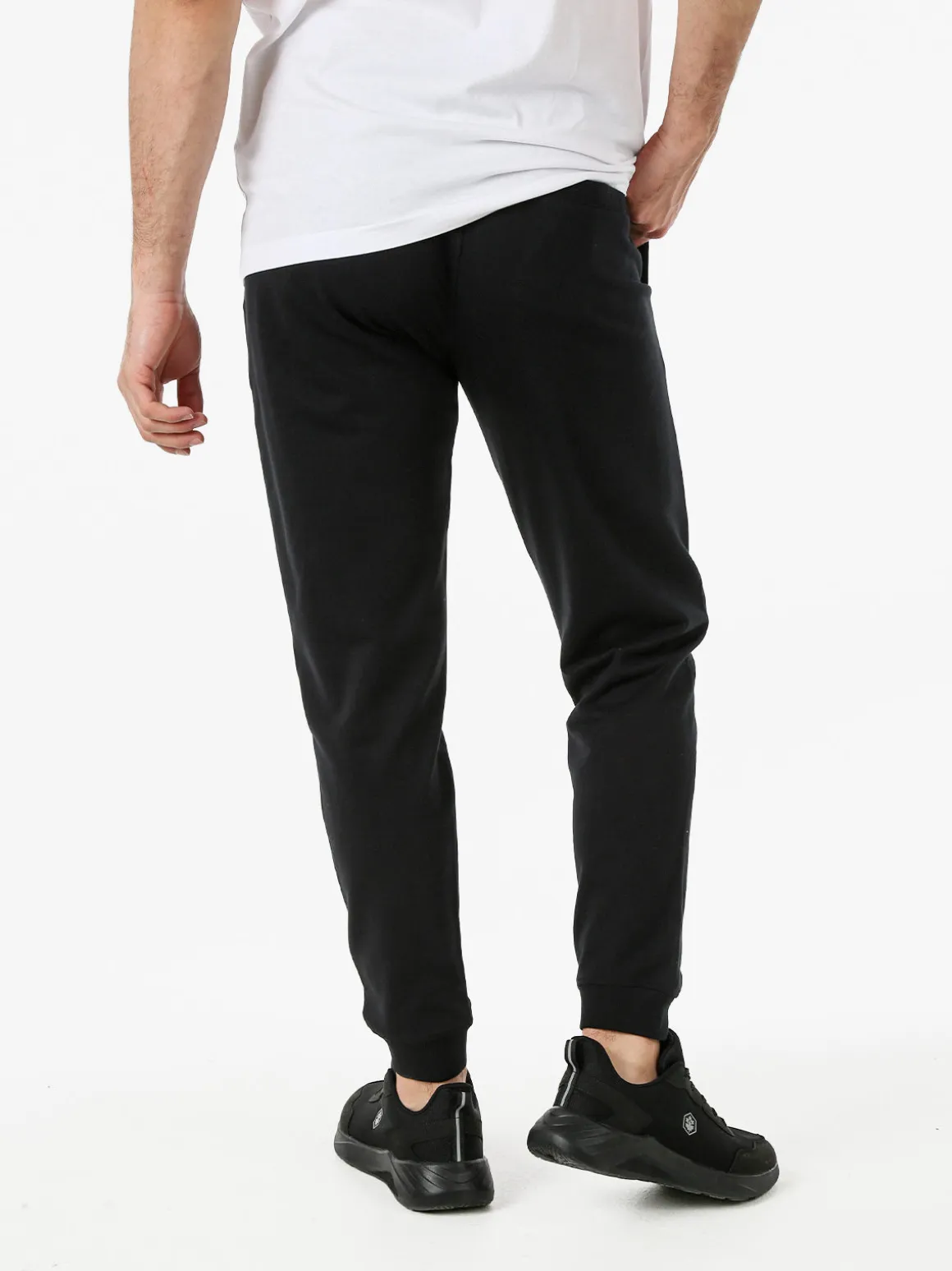 Baci & Abbracci Pantaloni tuta da uomo in cotone con coulisse e polsini - nero