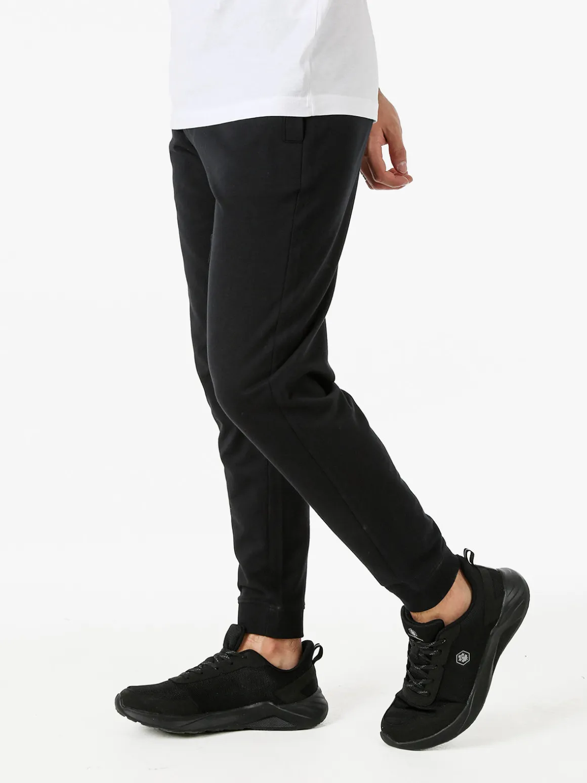 Baci & Abbracci Pantaloni tuta da uomo in cotone con coulisse e polsini - nero