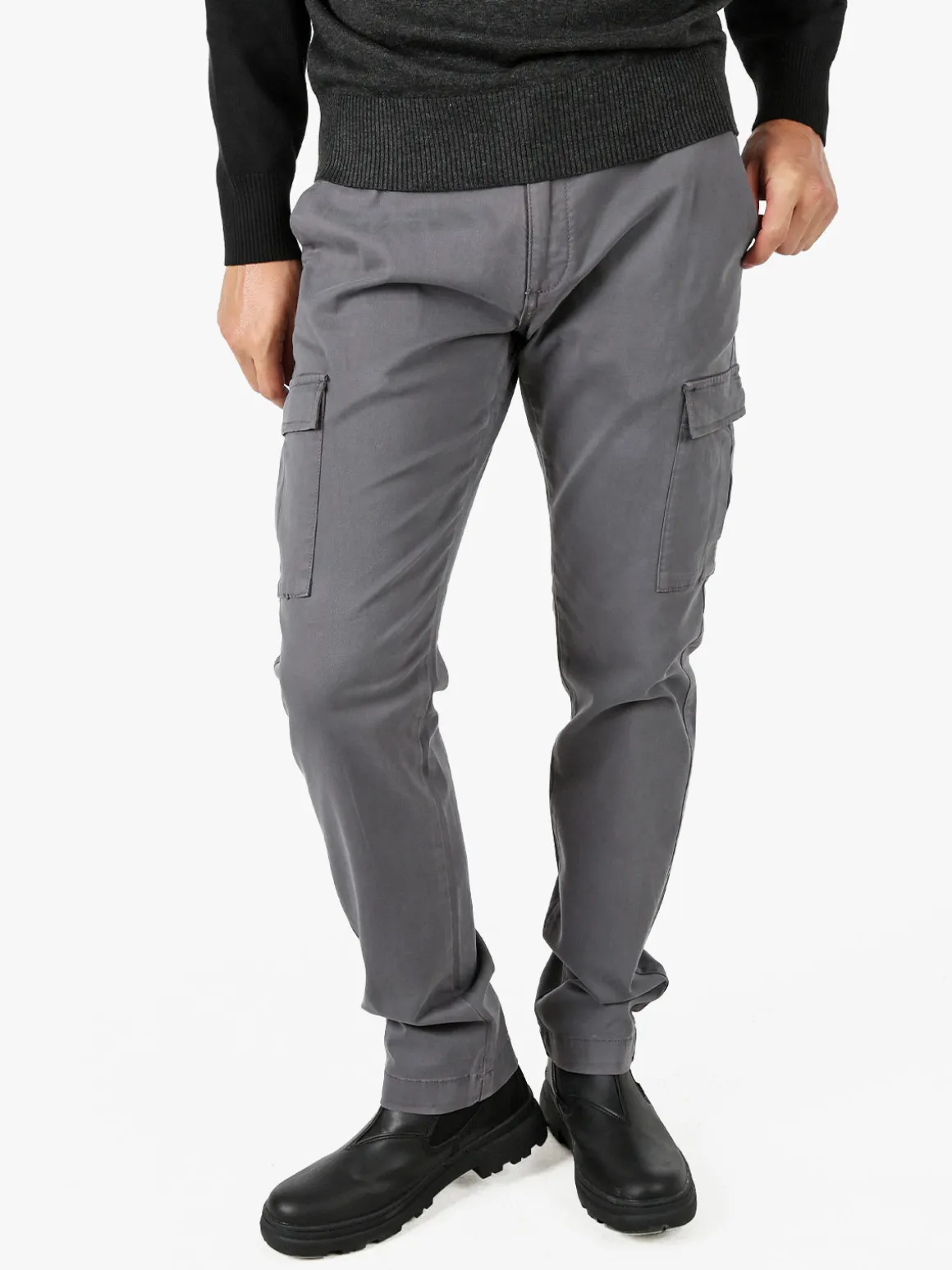 Baci & Abbracci Pantaloni uomo in cotone con tasconi - grigio