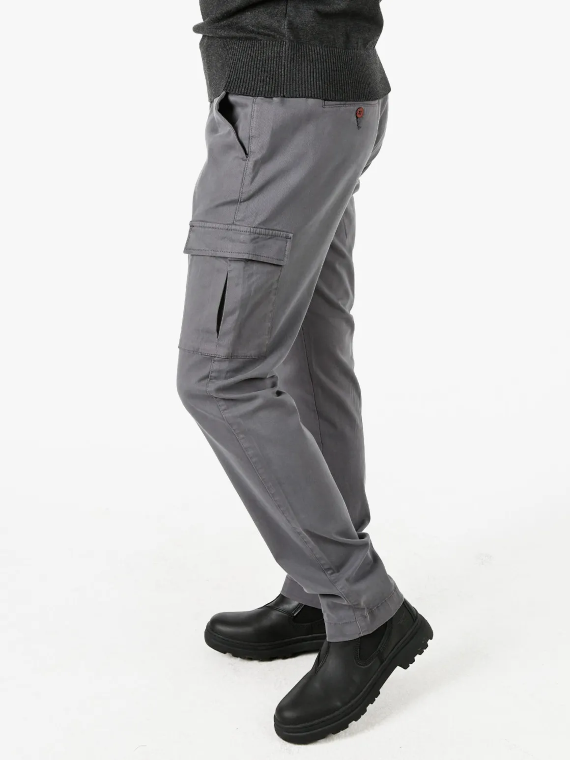 Baci & Abbracci Pantaloni uomo in cotone con tasconi - grigio