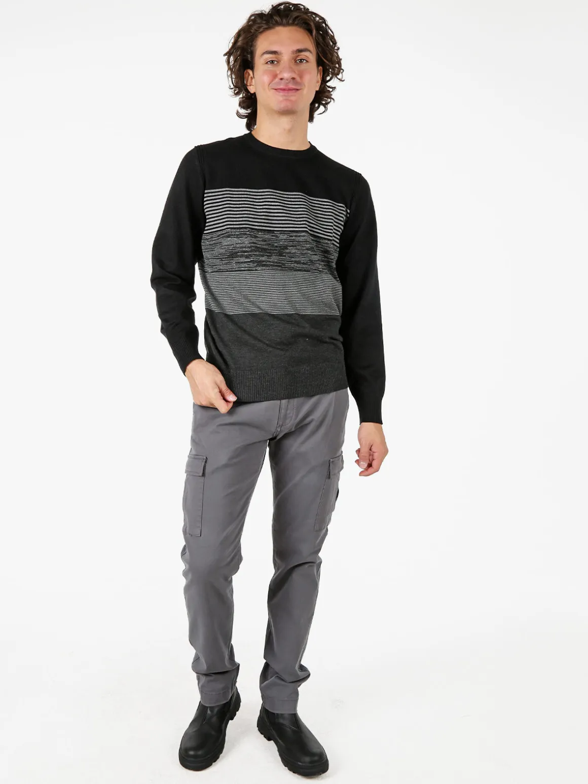 Baci & Abbracci Pantaloni uomo in cotone con tasconi - grigio