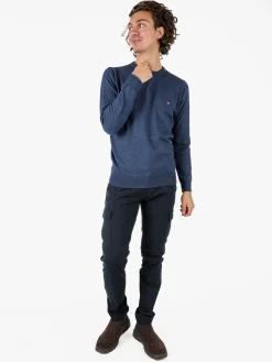 Baci & Abbracci Pantaloni uomo in cotone con tasconi - blu scuro