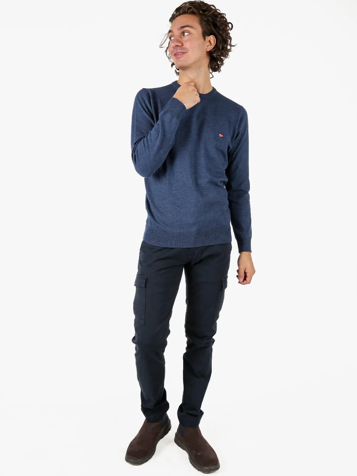 Baci & Abbracci Pantaloni uomo in cotone con tasconi - blu scuro