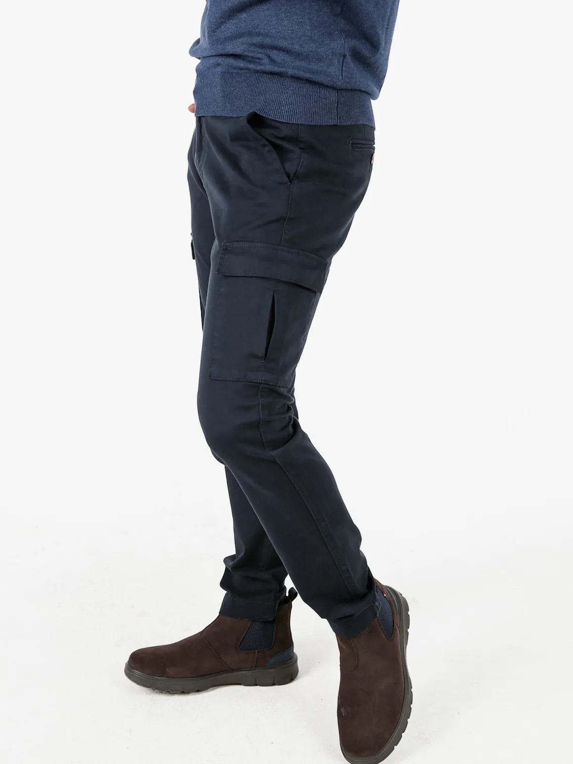 Baci & Abbracci Pantaloni uomo in cotone con tasconi - blu scuro