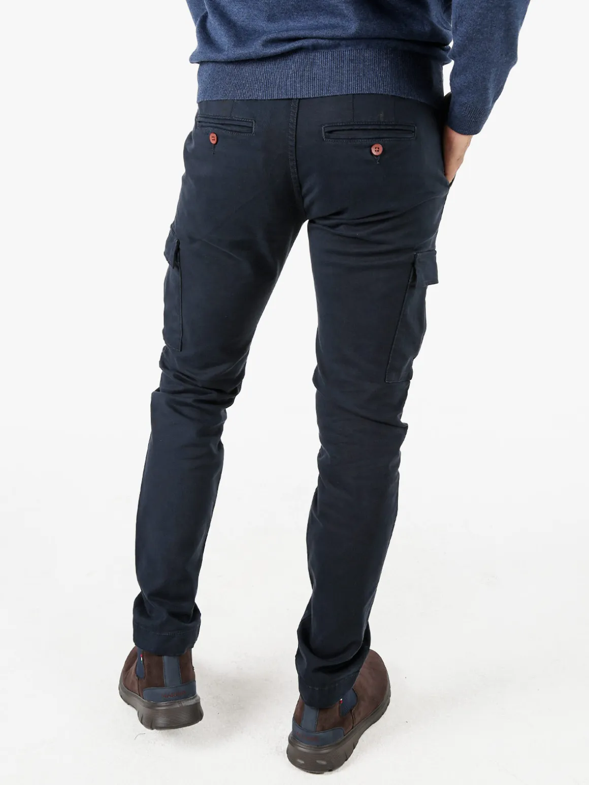 Baci & Abbracci Pantaloni uomo in cotone con tasconi - blu scuro