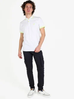 Baci & Abbracci Polo da uomo fluo a maniche corte in cotone