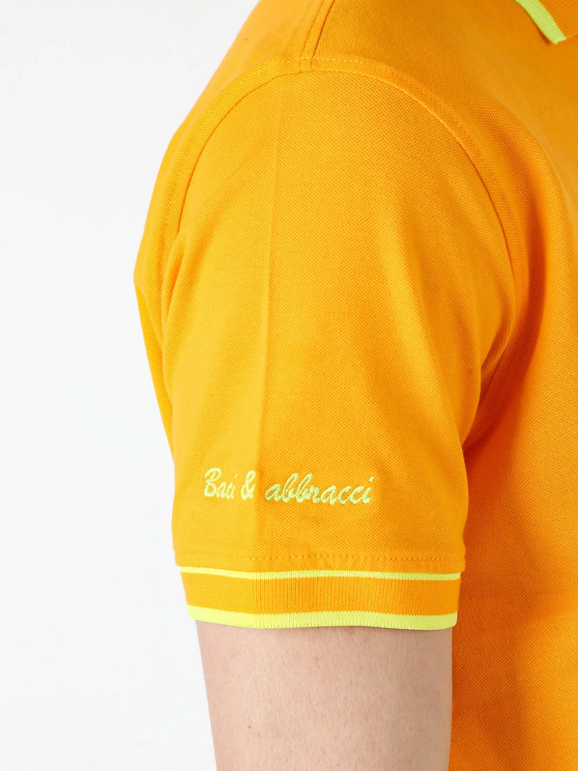 Baci & Abbracci Polo da uomo fluo a maniche corte in cotone - arancione