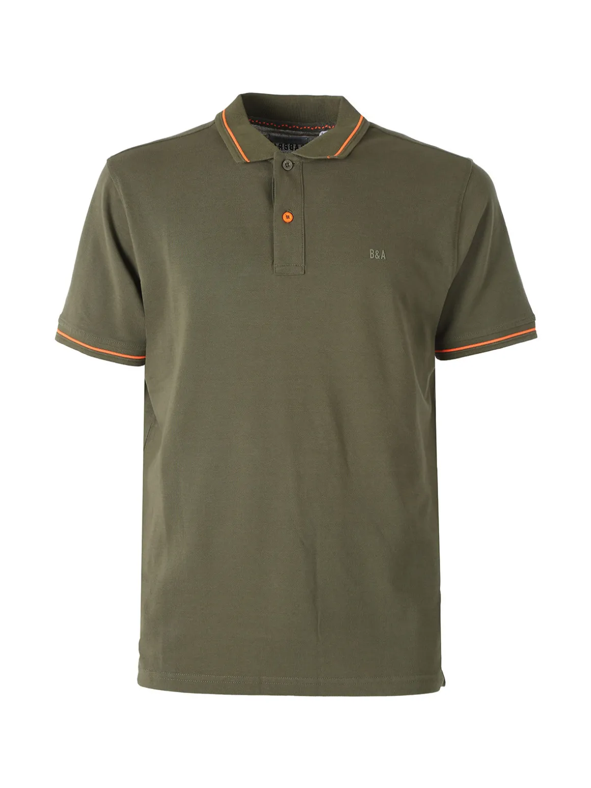 Baci & Abbracci Polo da uomo in cotone a maniche corte con logo davanti e dietro - militare