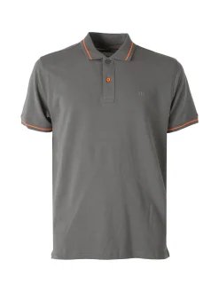 Baci & Abbracci Polo da uomo in cotone a maniche corte con logo davanti e dietro - antracite