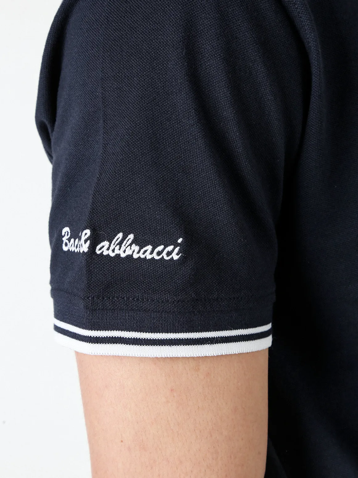 Baci & Abbracci Polo da uomo in cotone a maniche corte - blu scuro
