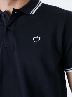 Baci & Abbracci Polo da uomo in cotone a maniche corte - blu scuro