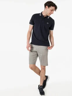 Baci & Abbracci Polo da uomo in cotone a maniche corte - blu scuro