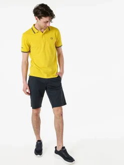 Baci & Abbracci Polo da uomo in cotone a maniche corte - giallo