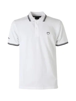 Baci & Abbracci Polo da uomo in cotone a maniche corte - bianco