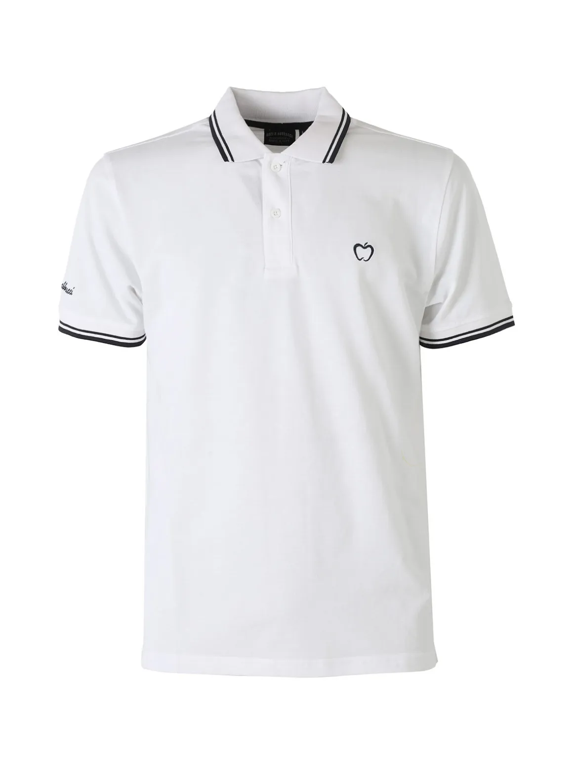 Baci & Abbracci Polo da uomo in cotone a maniche corte - bianco