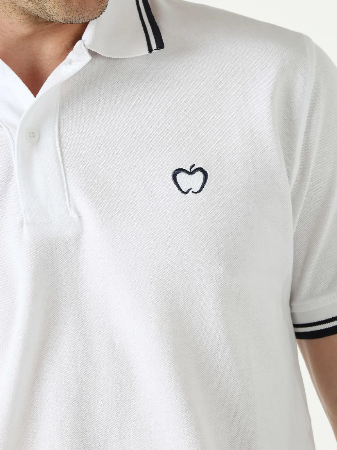 Baci & Abbracci Polo da uomo in cotone a maniche corte - bianco