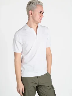 Baci & Abbracci Polo da uomo in maglia extra fine a maniche corte