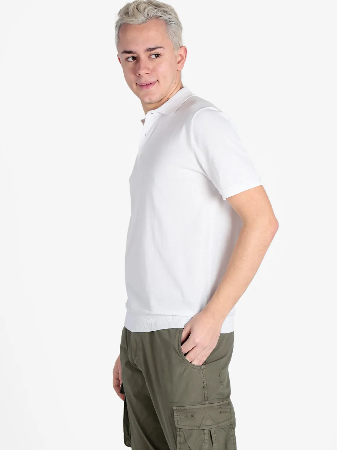 Baci & Abbracci Polo da uomo in maglia extra fine a maniche corte
