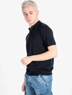 Baci & Abbracci Polo da uomo in maglia extra fine a maniche corte