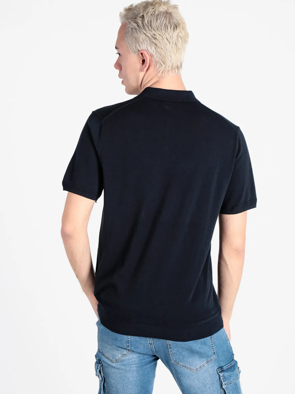 Baci & Abbracci Polo da uomo in maglia extra fine a maniche corte
