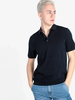 Baci & Abbracci Polo da uomo in maglia extra fine a maniche corte