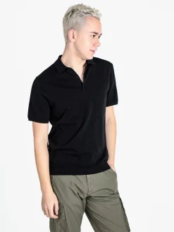 Baci & Abbracci Polo da uomo in maglia extra fine a maniche corte