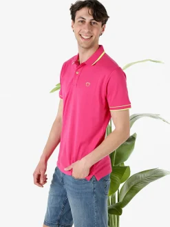 Baci & Abbracci Polo uomo manica corta con scritta - fucsia