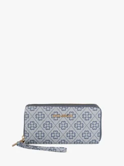 Baci & Abbracci Portafoglio rettangolare da donna con doppia zip - blu