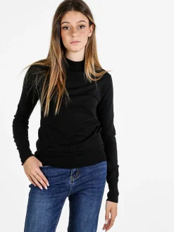 Baci & Abbracci Pullover donna lupetto in maglia - nero