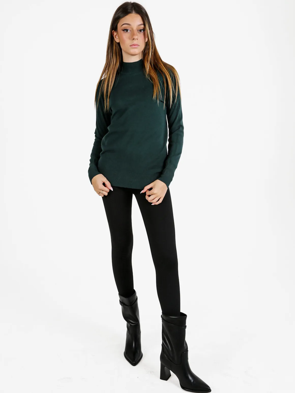 Baci & Abbracci Pullover donna lupetto in maglia - verde