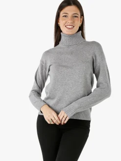 Baci & Abbracci Pullover donna dolcevita in maglia - grigio