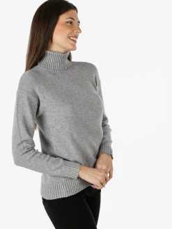 Baci & Abbracci Pullover donna dolcevita in maglia - grigio